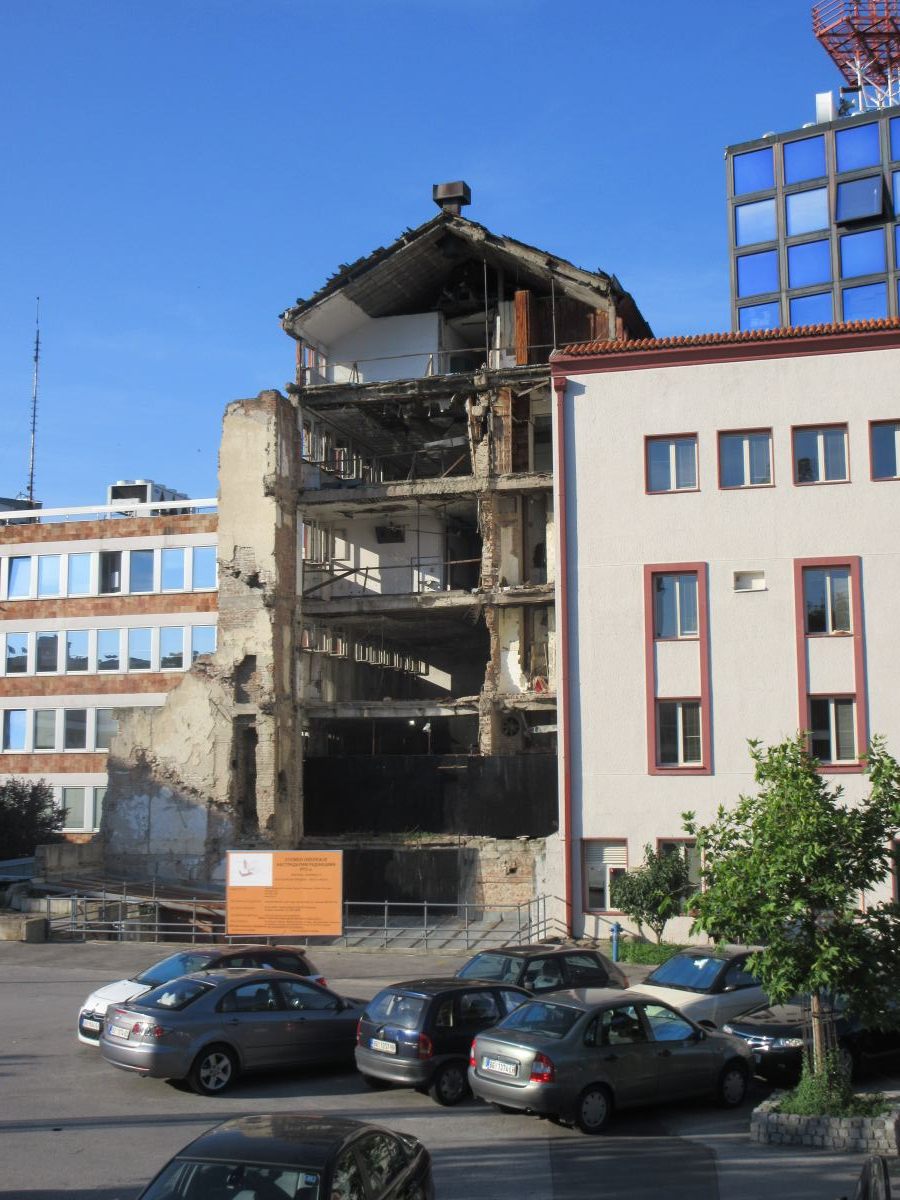 Bombed building landmark in Belgrade